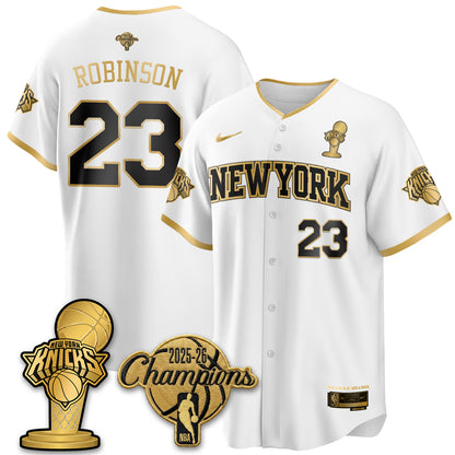 NYK 2026 NBA Champions Vapor Black Gold Jersey - Stitched