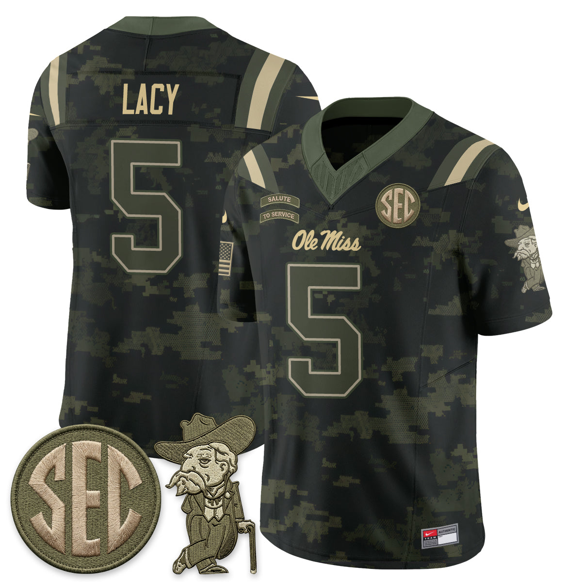 Ole Miss Rebels 2026 Salute to Service Vapor Jersey - Stitched