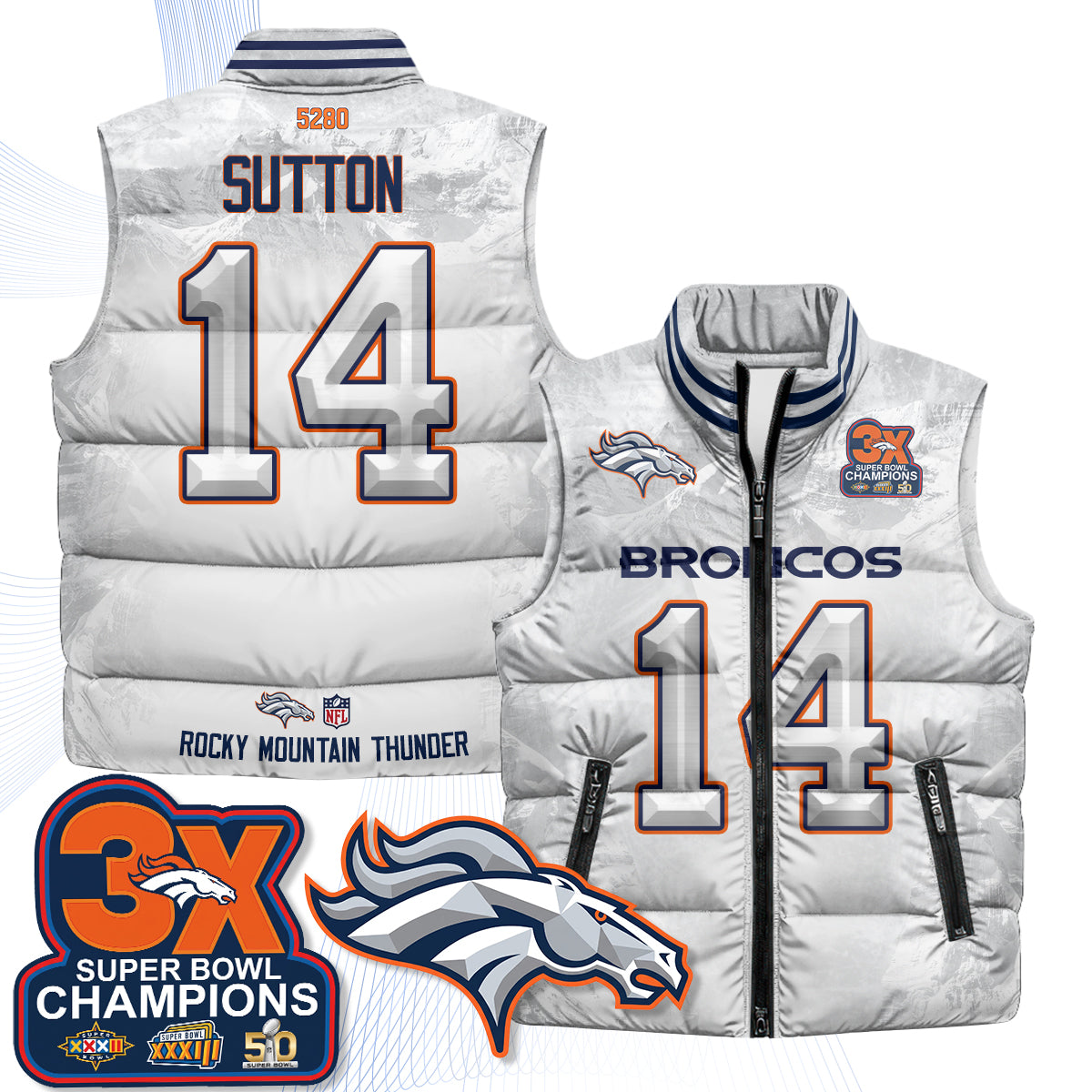 Denver Broncos Fan Gear Edition Unisex Puffer Vest - Printed