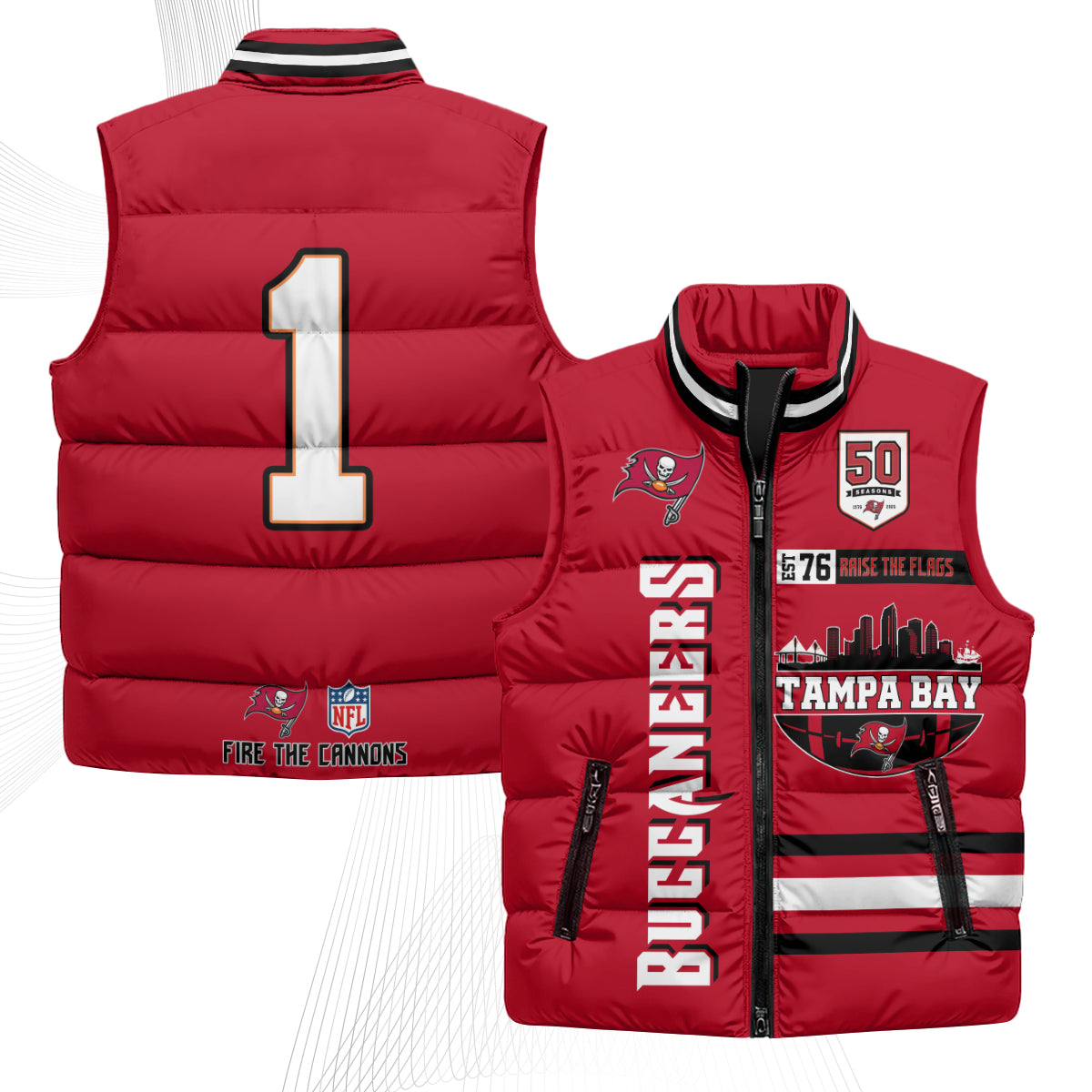 TB "Raise the Flags" Puffer Vest - Printed