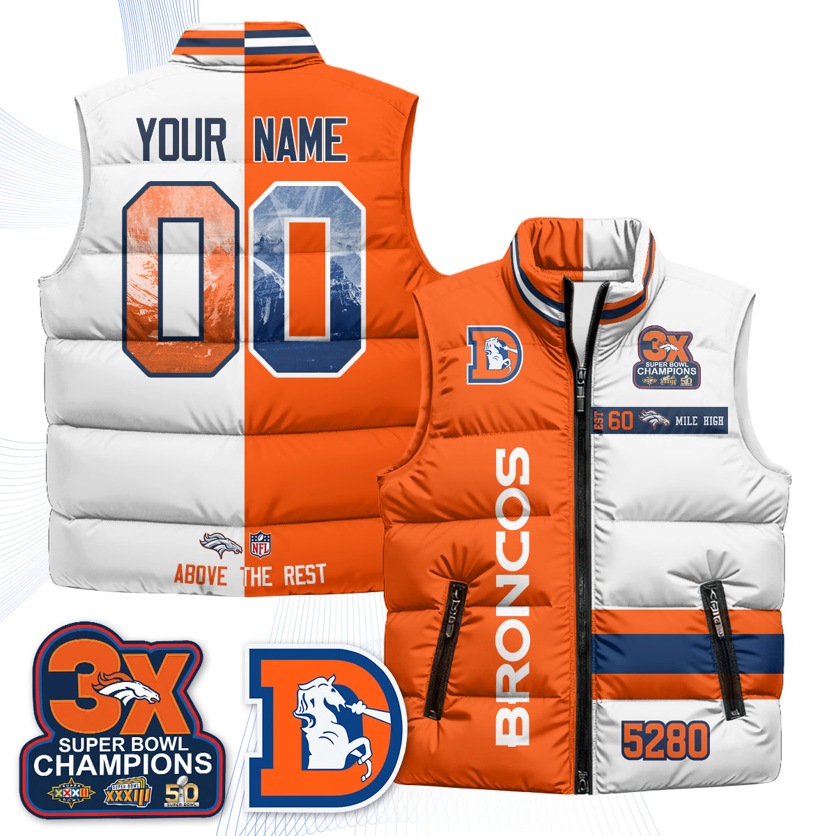 DEN "Mile High" Custom Puffer Vest - Printed