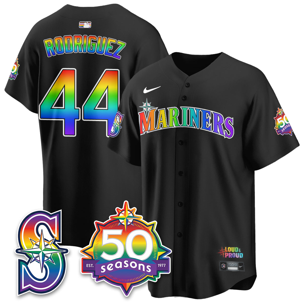 Seattle Mariners Happy Pride Month Vapor Jersey - Stitched