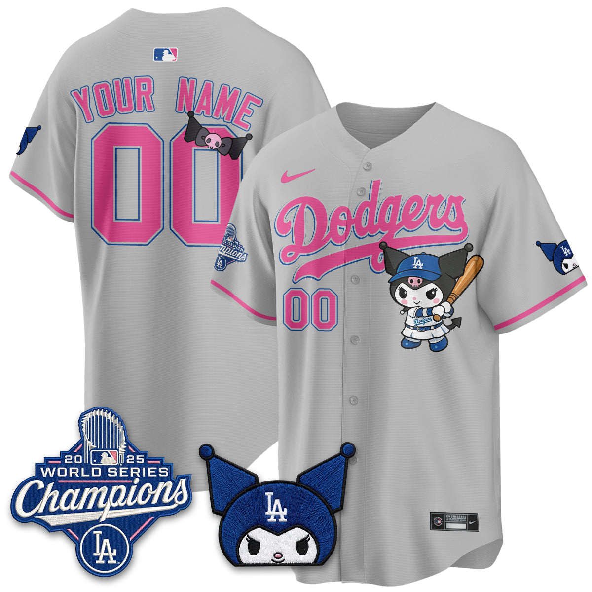 Los Angeles Dodgers Kuromi Edition Vapor Custom Jersey - Stitched