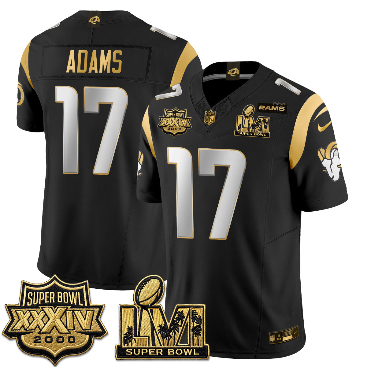LAR SBowl Champs Gold Vapor Jersey - Stitched