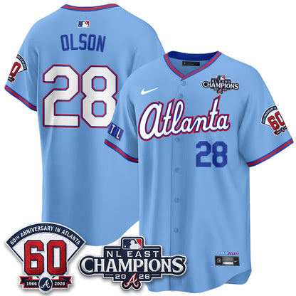 Atlanta Braves 2026 NL East Champs Vapor Jersey - Stitched