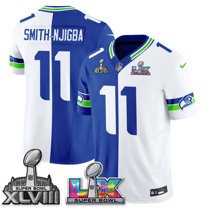 Seattle Seahawks Throwback 2 SB Patches Vapor Jersey - Stitched
