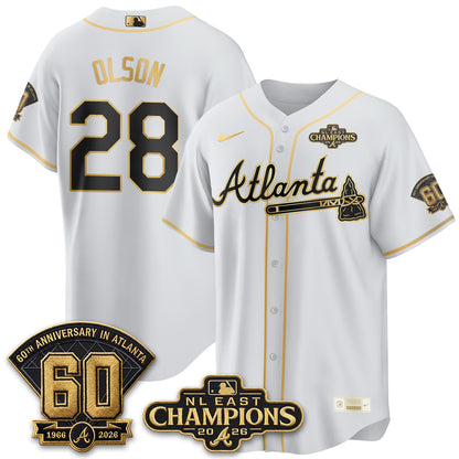 Atlanta Braves 2026 NL East Champs Gold Edition Vapor Jersey - Stitched