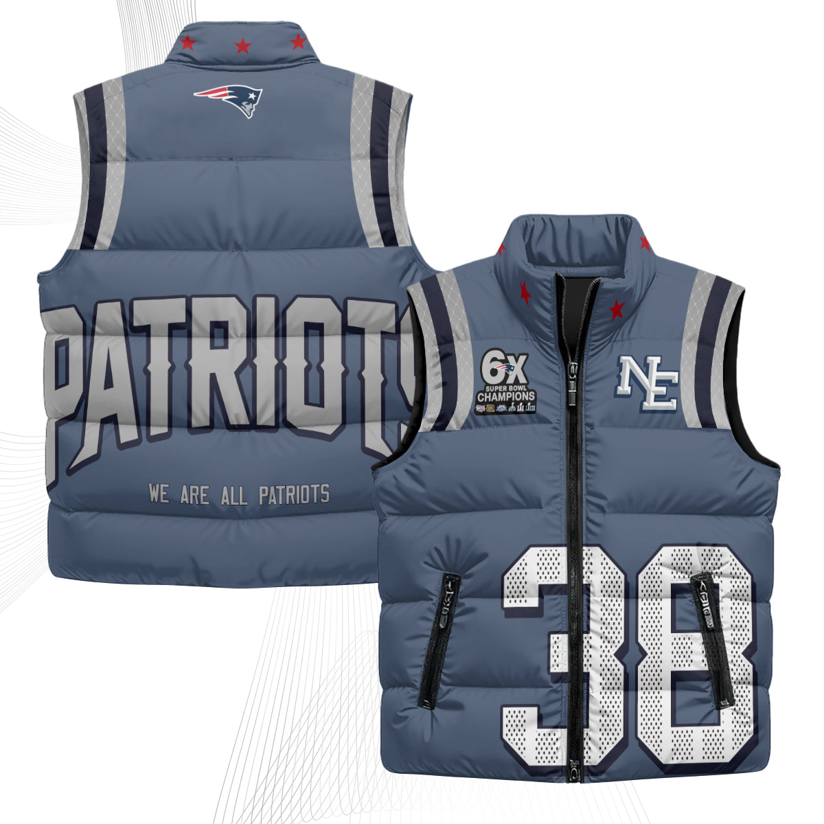 NE Rivalries Puffer Vest - Printed