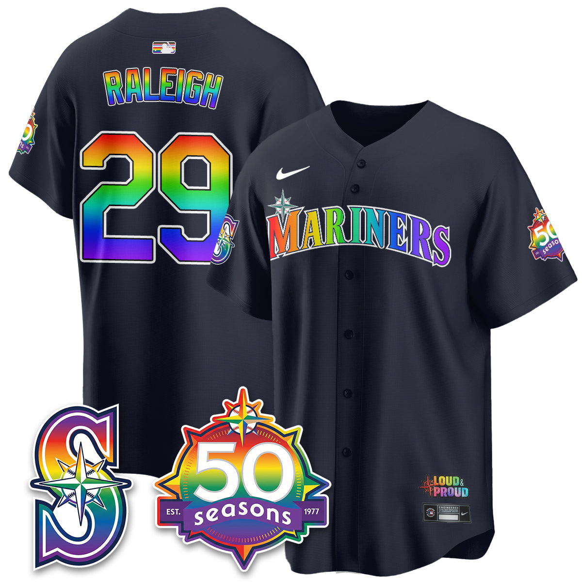 Seattle Mariners Happy Pride Month Vapor Jersey - Stitched