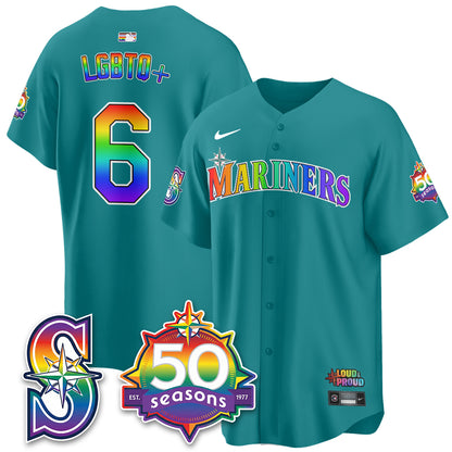 Seattle Mariners Happy Pride Month Vapor Jersey - Stitched