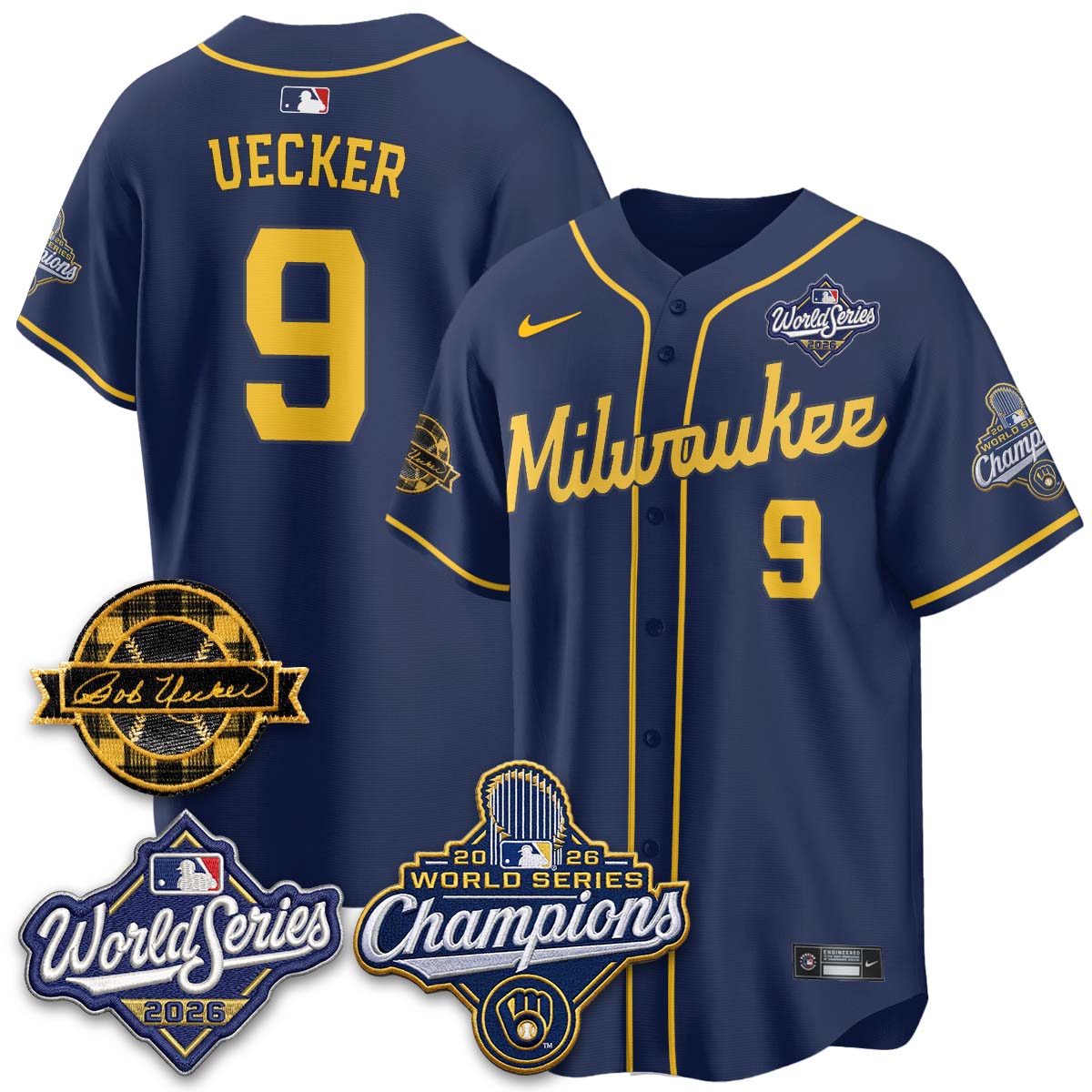 MIL 2026 WS Champions - Bob Uecker Patch Cream Jersey - Stitched (#24)