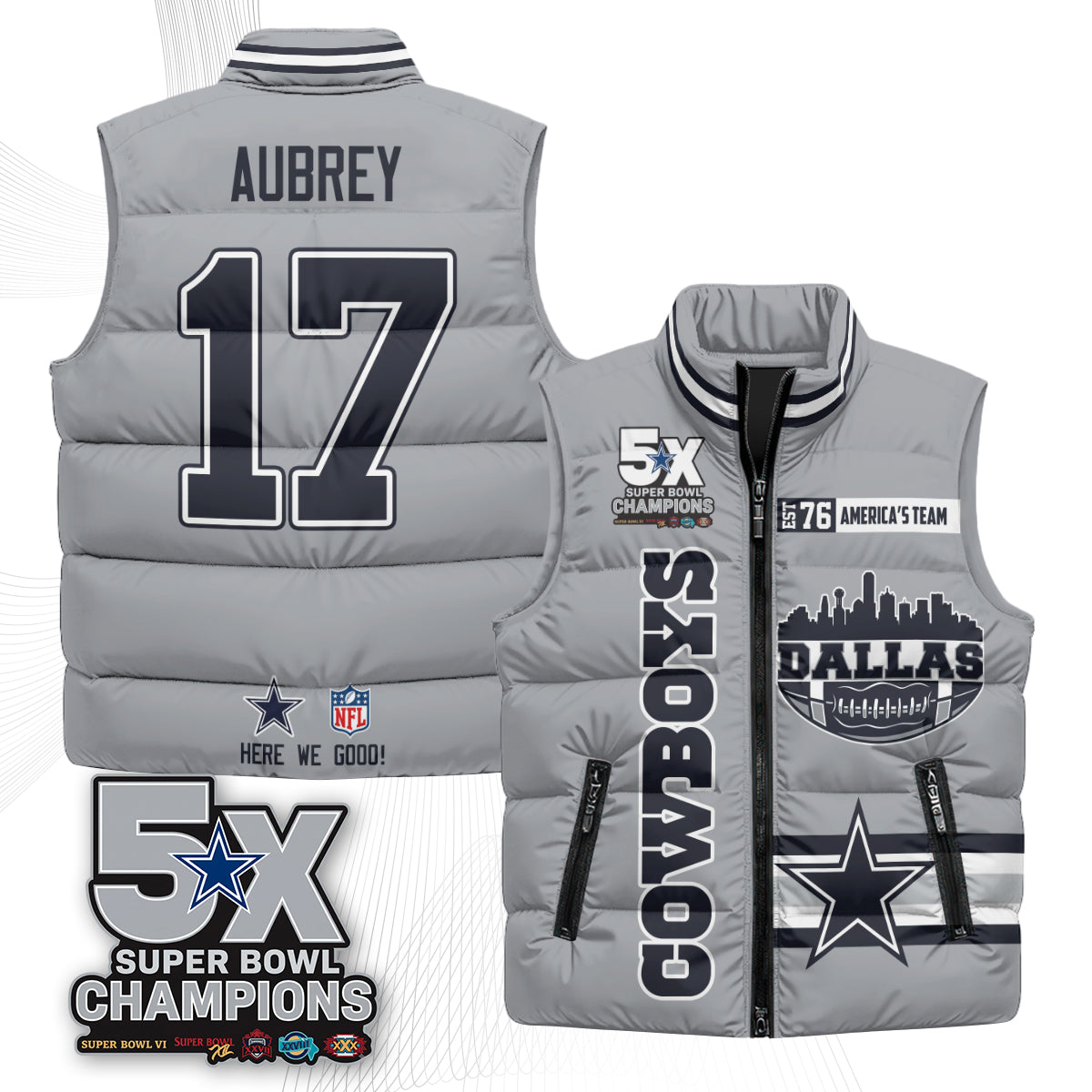 DAL "America's Team" Puffer Vest - Printed