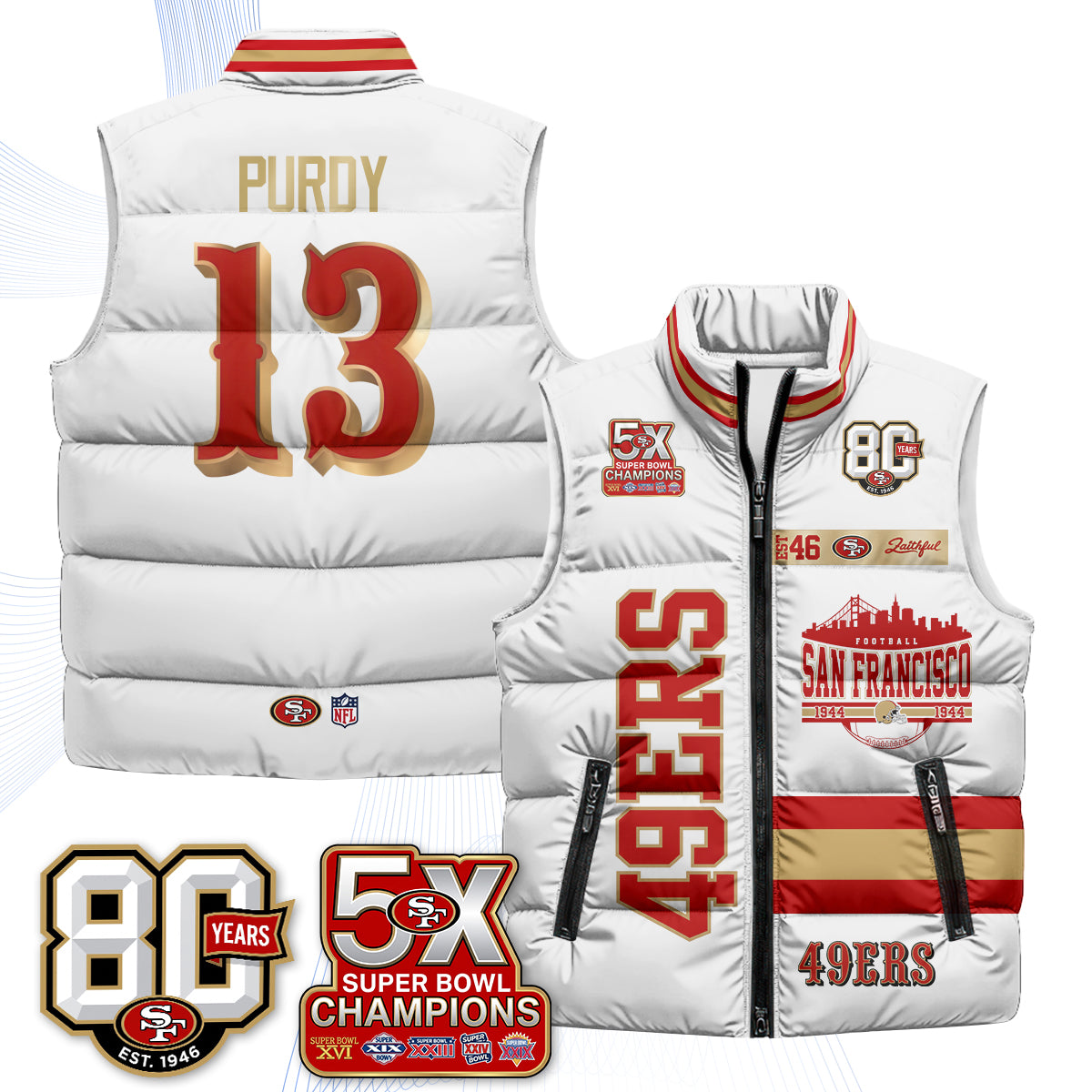 SF Faithful to The Bay Puffer Vest - Printed