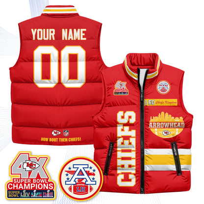 KC Arrowhead Custom Puffer Vest - Printed