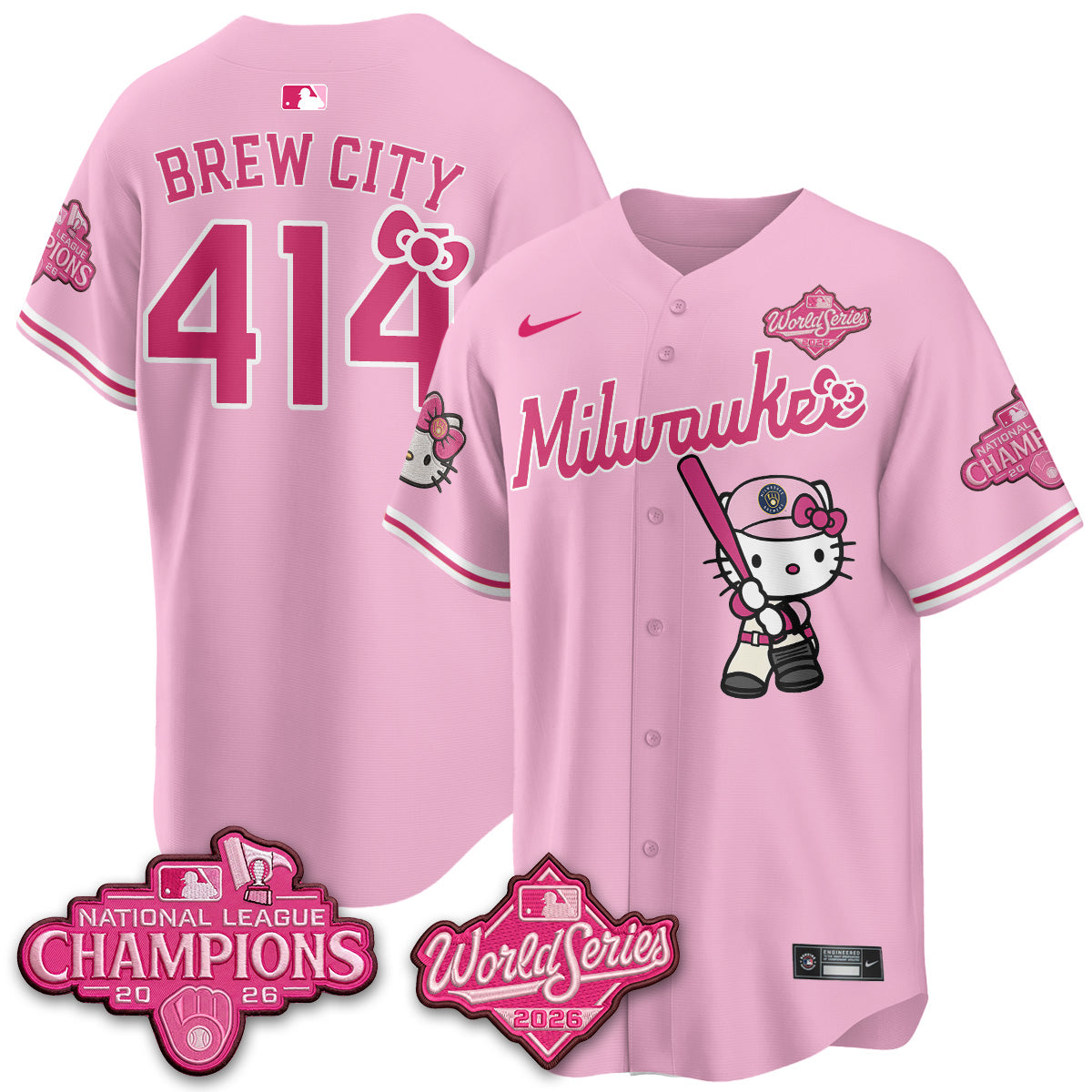 Milwaukee Brewers 2026 NL Champions x Meow KT Vapor Jersey - Stitched