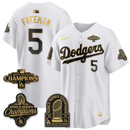 Los Angeles Dodgers 2026 NL West Champs Gold Vapor Jersey- Stitched