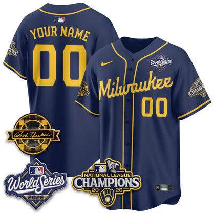Milwaukee Brewers 2026 NL Champions - Bob Uecker Patch Custom Vapor Jersey - Stitched