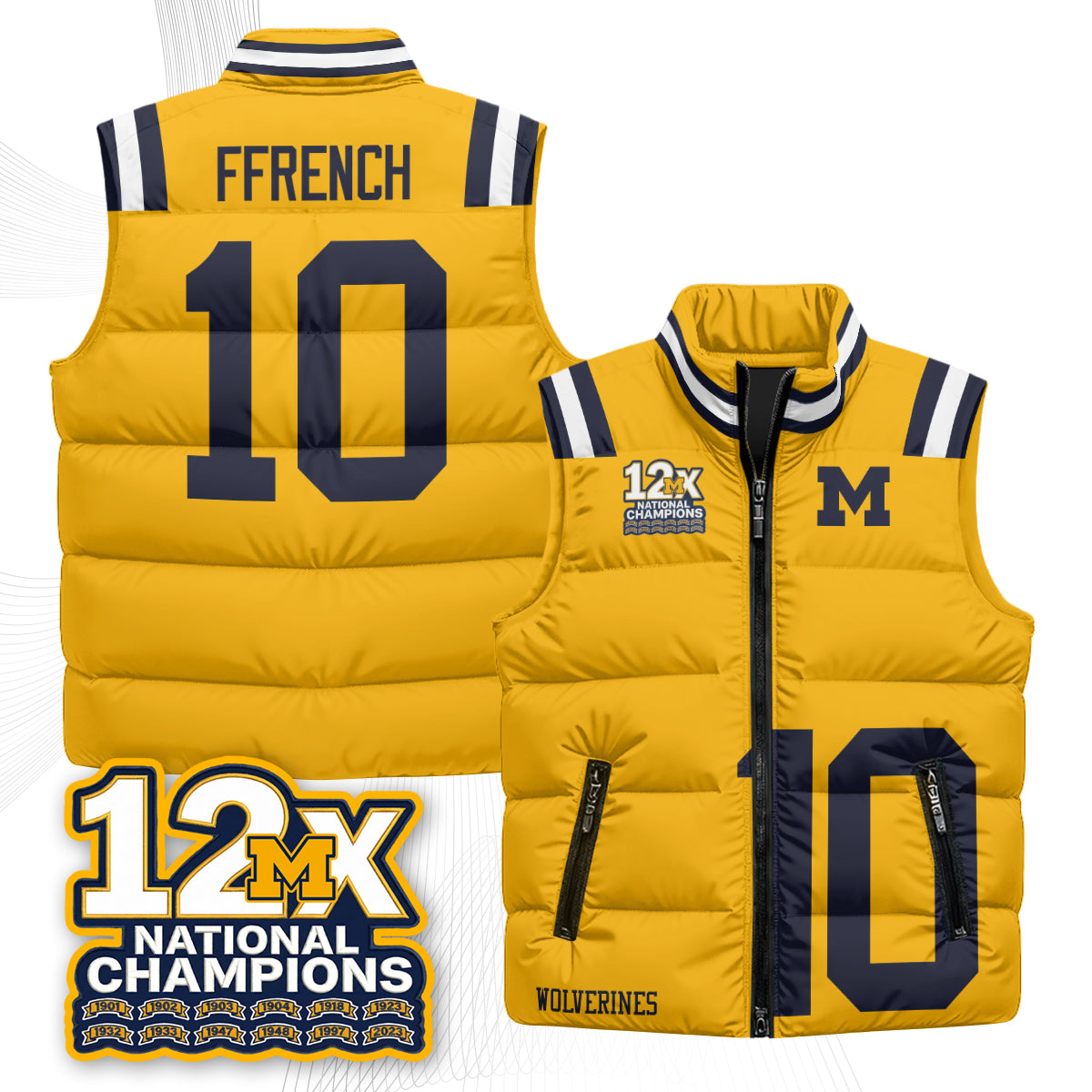 MICH 12X Champs Puffer Vest - Printed