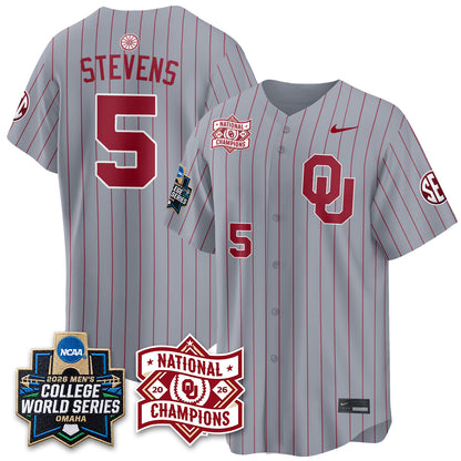 Oklahoma Sooners 2026 NCAA Baseball Men's College World Series Champions Vapor Jersey - Stitched