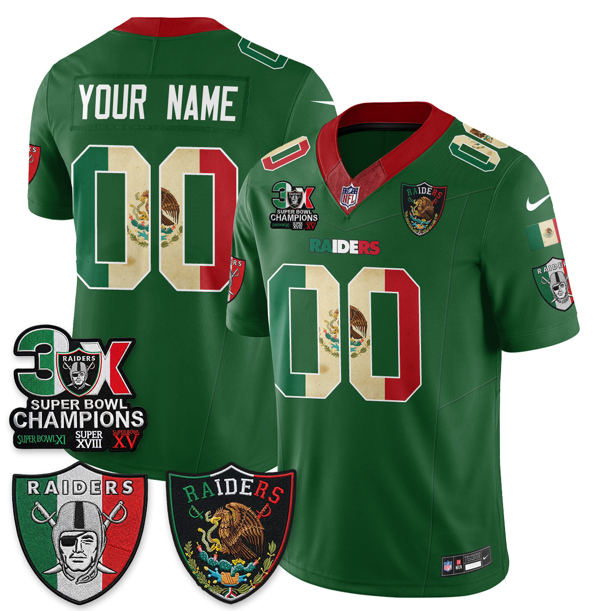 LVR 3X Champs Mexico Edition Vapor Custom Jersey - Stitched