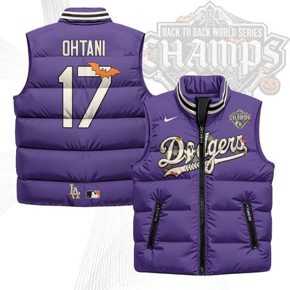 Los Angeles Dodgers Halloween 2026 Unisex Puffer Vest - Printed