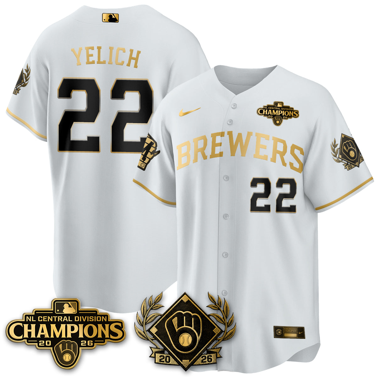 Milwaukee Brewers 2026 NL Division Champs Vapor Jersey - Stitched