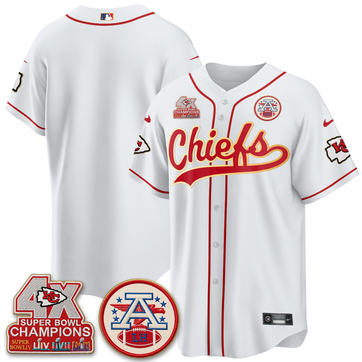 KC 4X Champs Gold Trim Edition Vapor Baseball Jersey - Stitched