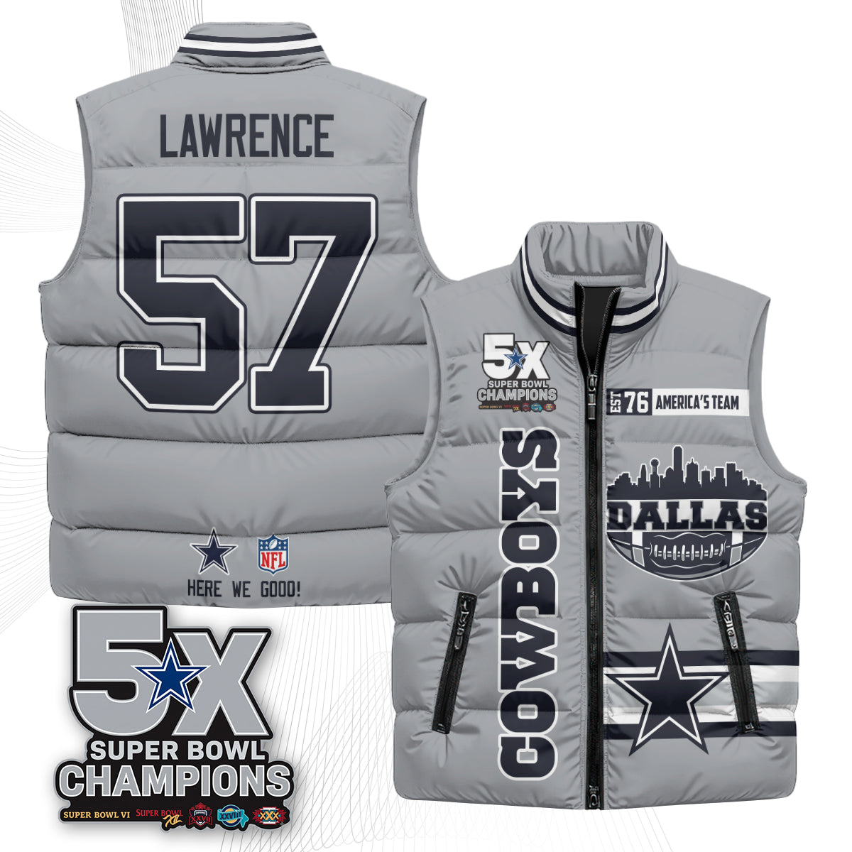 DAL "America's Team" Puffer Vest - Printed