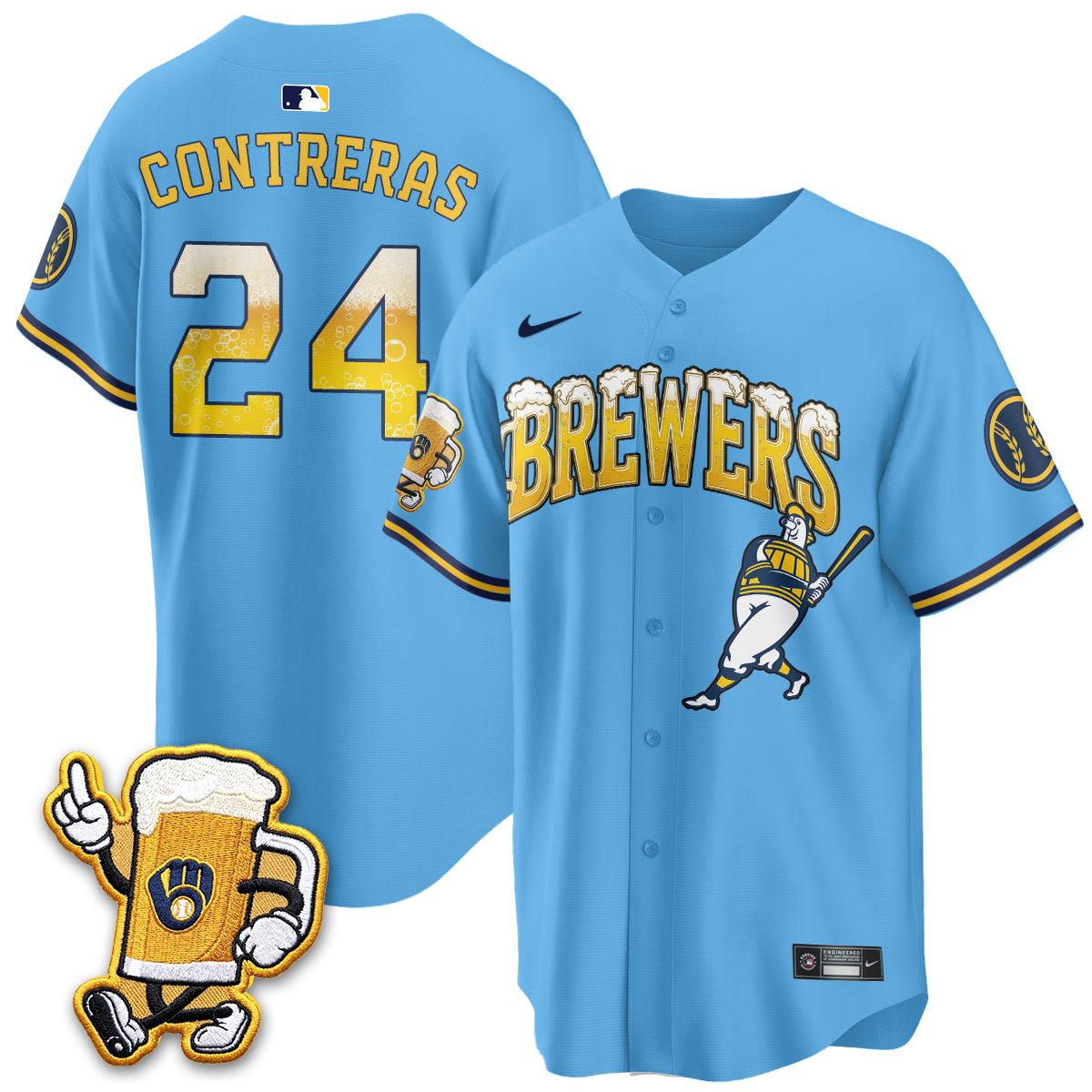 Milwaukee Brewers "Pitcher & Pint" Edition Vapor Jersey V2 - Stitched