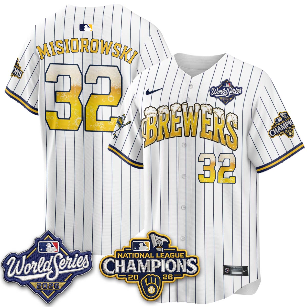 Milwaukee Brewers "Pitcher & Pint" 2026 NL Champions Vapor Jersey - Stitched