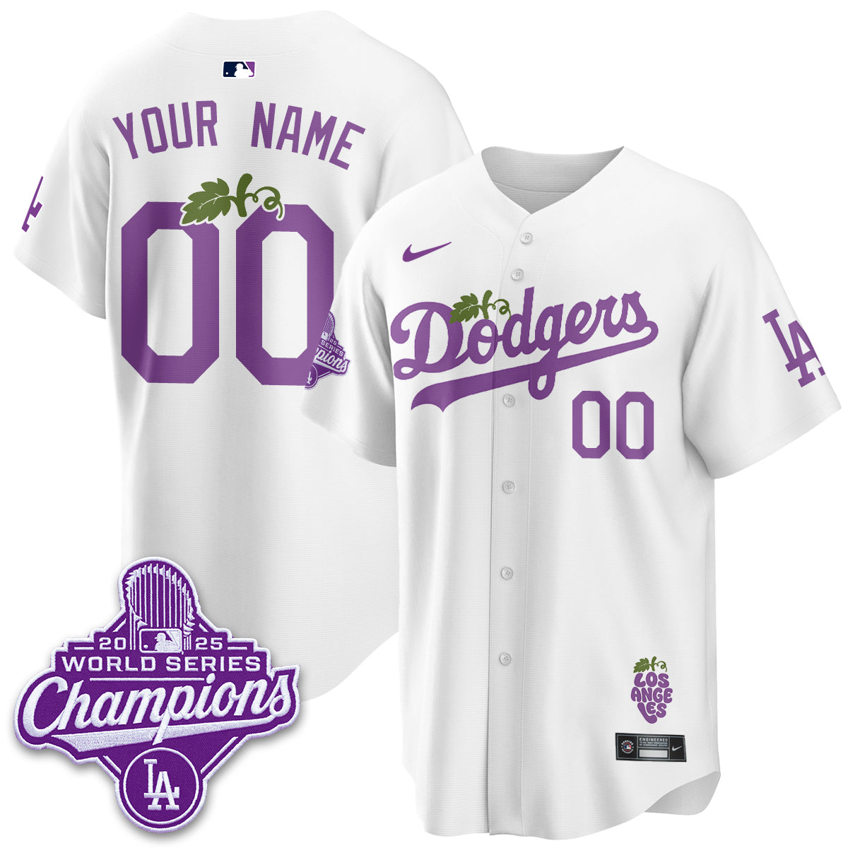 Los Angeles Dodgers Grape Edition Vapor Custom Jersey - Stitched