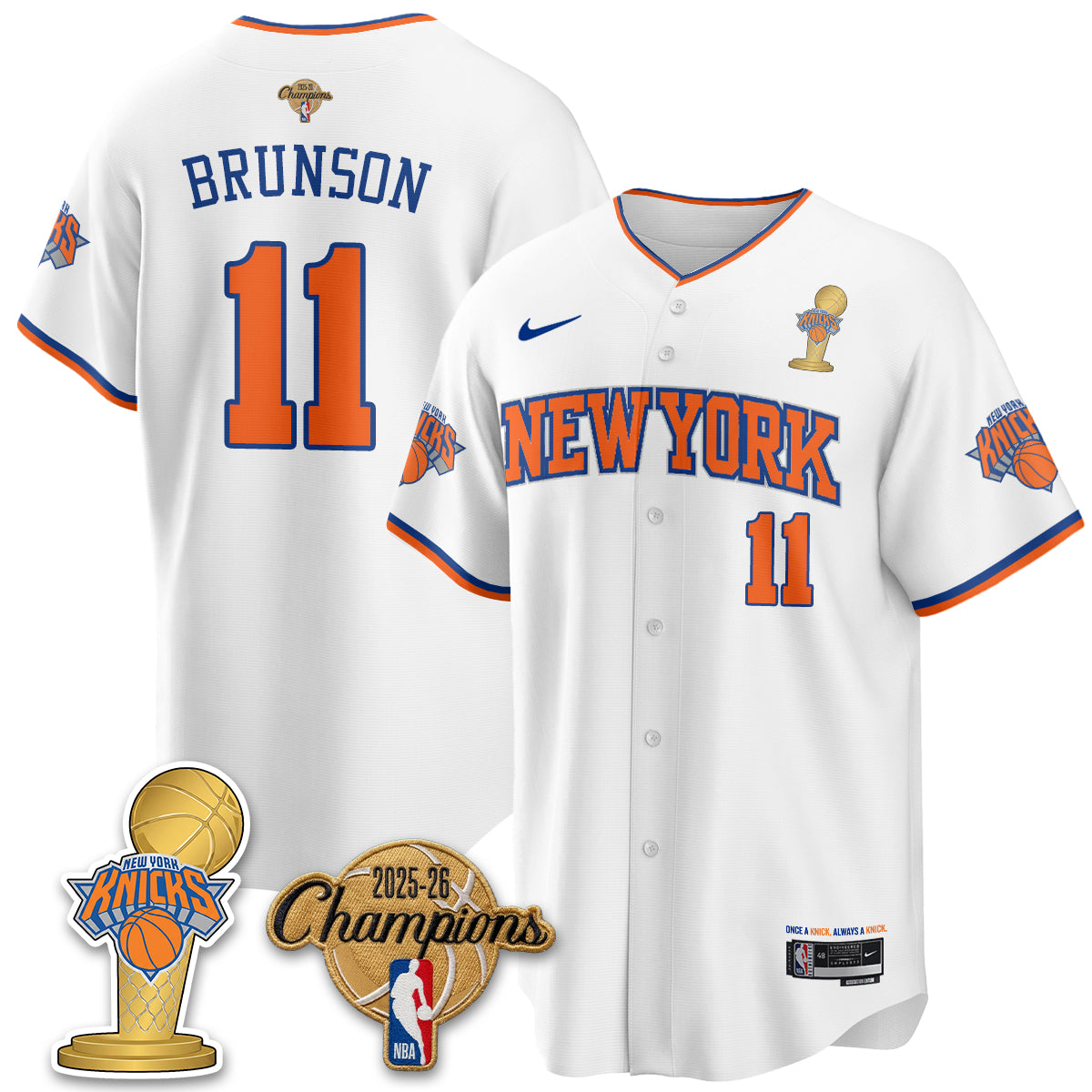 NYK 2026 NBA Champions Vapor Black Gold Jersey - Stitched