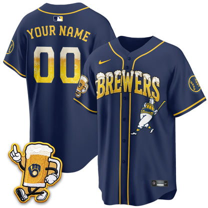 Milwaukee Brewers "Pitcher & Pint" Edition Vapor Custom Jersey V2 - Stitched