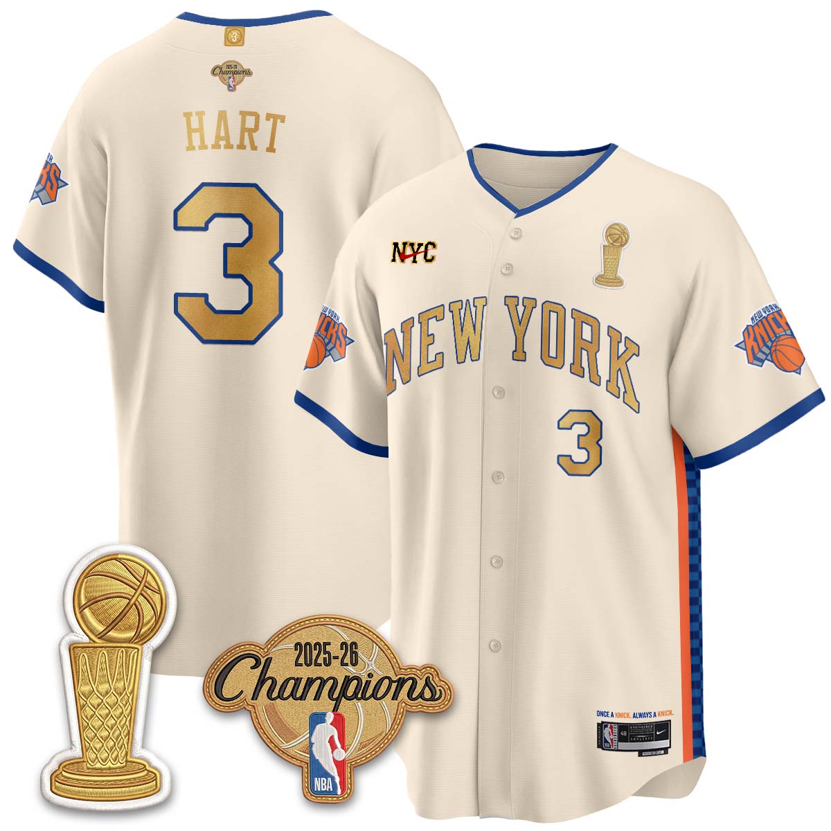 New York Knicks Champions Night Baseball Vapor Jersey - Stitched