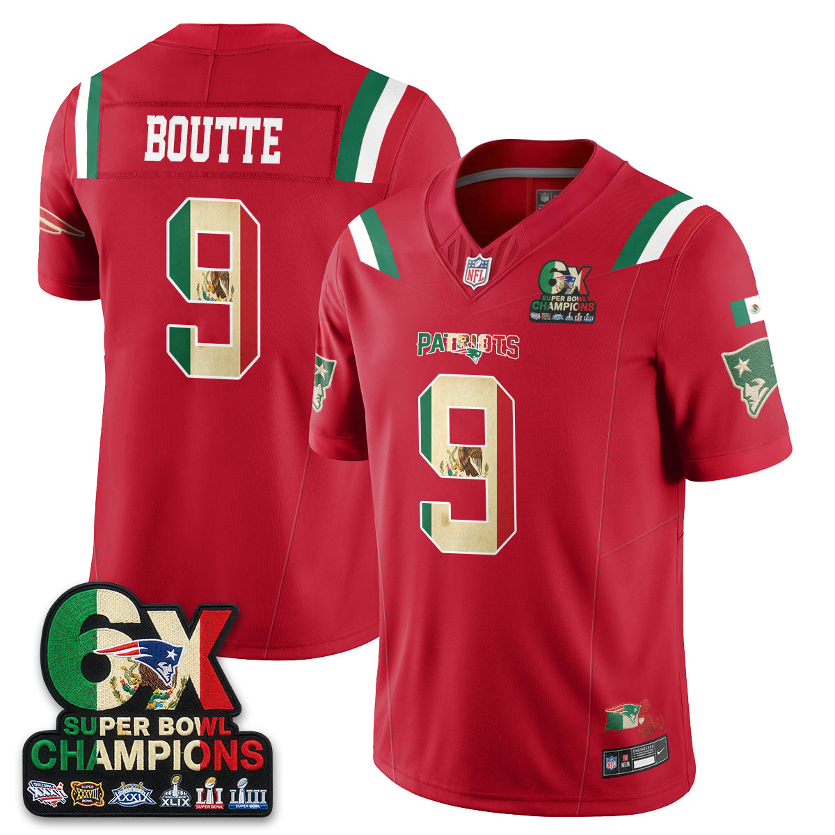 New England Patriots Mexico Edition Vapor Jersey - Stitched