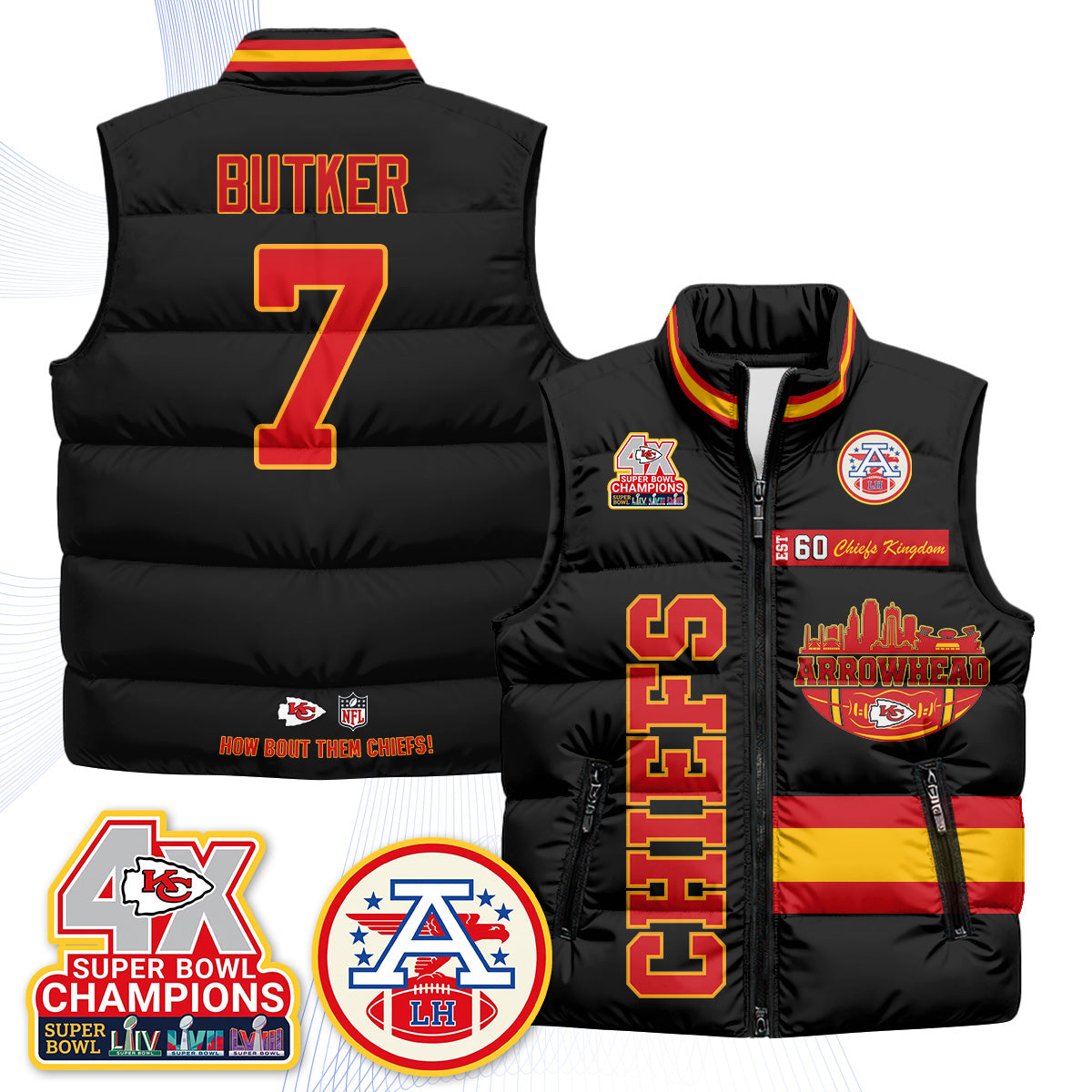 KC Arrowhead Puffer Vest - Printed