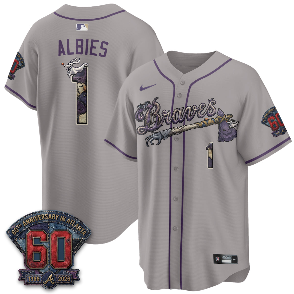 Atlanta Braves Nightmare Edition Vapor Jersey - Stitched