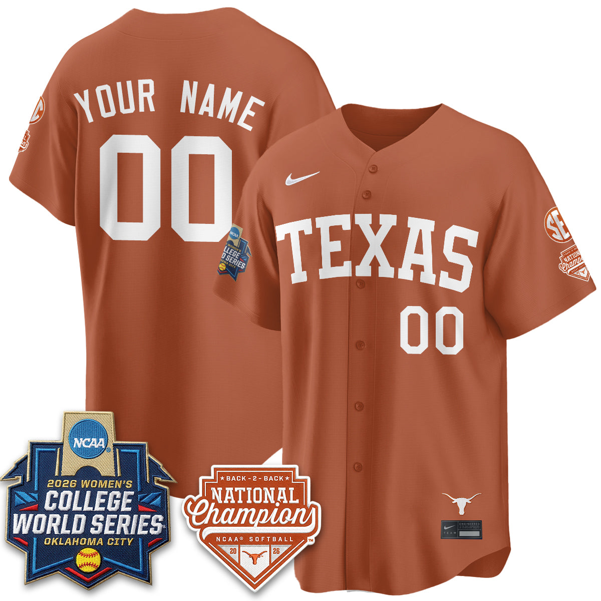 TEX Softball 2026 World Series (WCWS) Vapor Premier Limited Custom Jersey - B2B Champs - Stitched