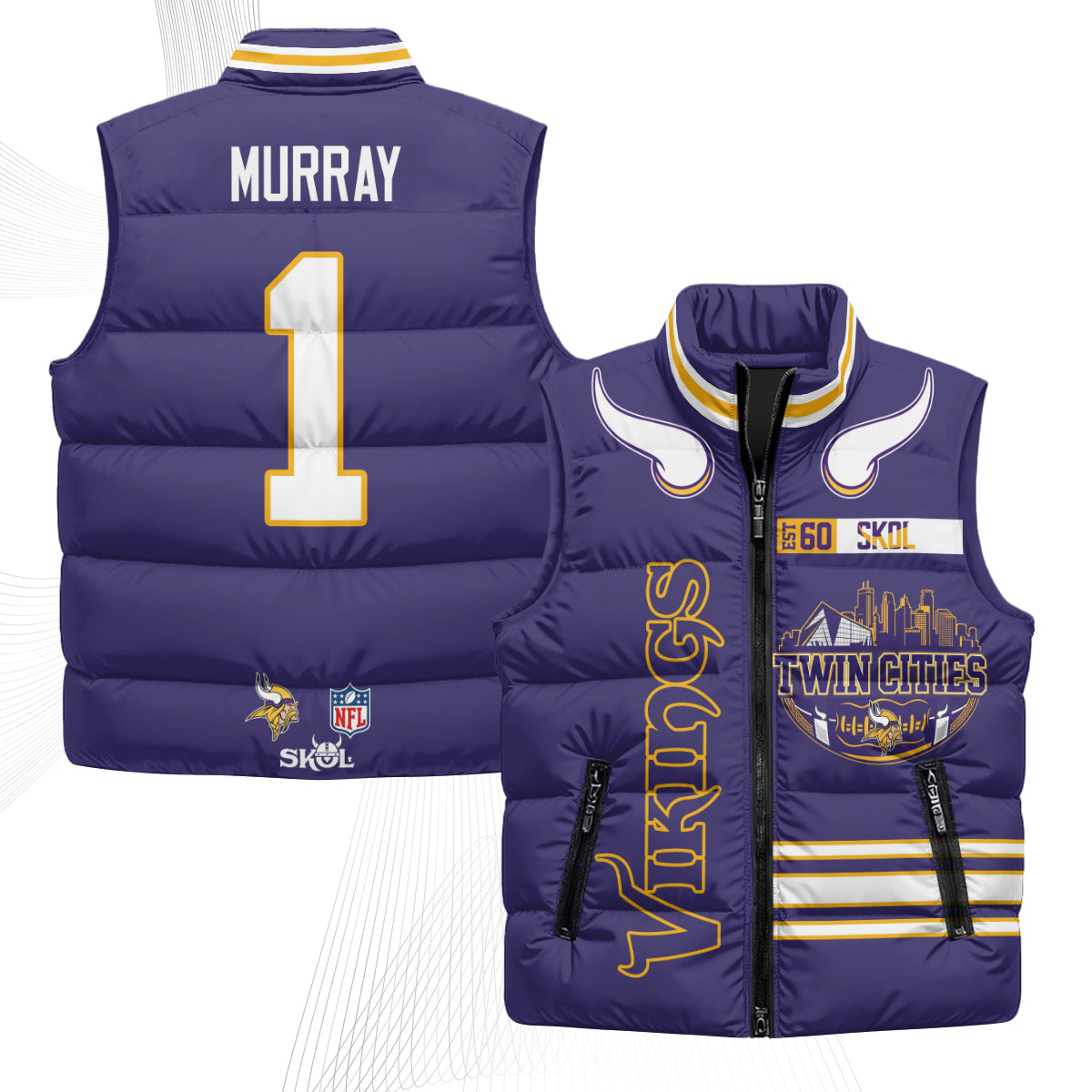 Minnesota Vikings Twin City Puffer Vest - Printed