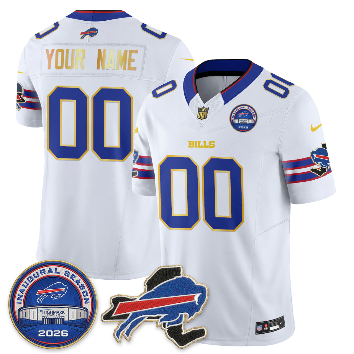 Buffalo Bills 2026 Gold Trim Edition Vapor Custom Jersey - Stitched