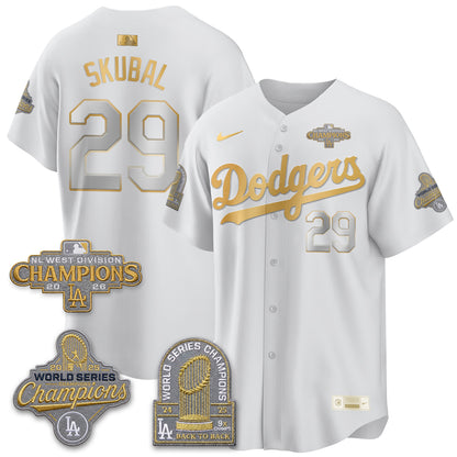 Los Angeles Dodgers 2026 NL West Champs Gold Vapor Jersey- Stitched