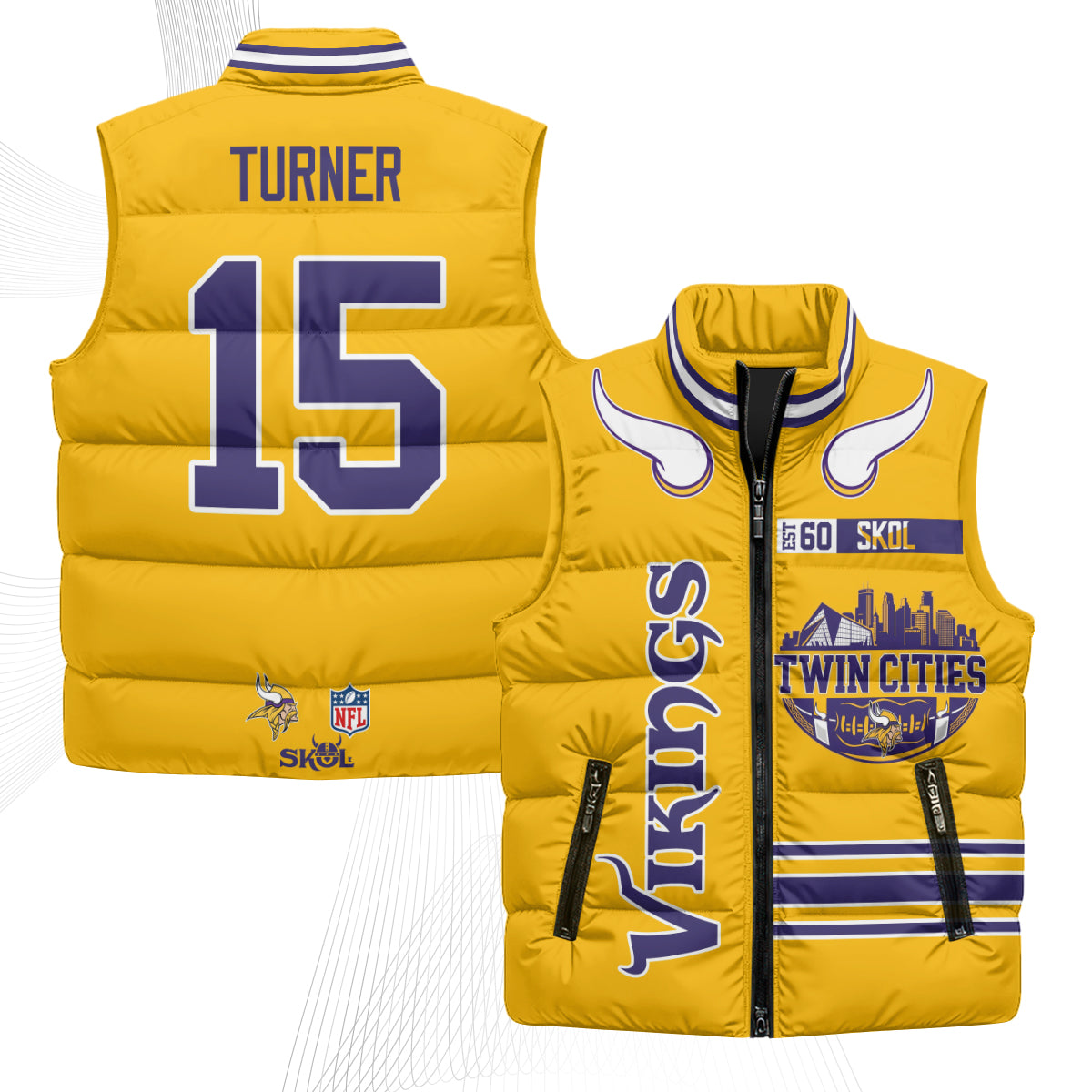 Minnesota Vikings Twin City Puffer Vest - Printed