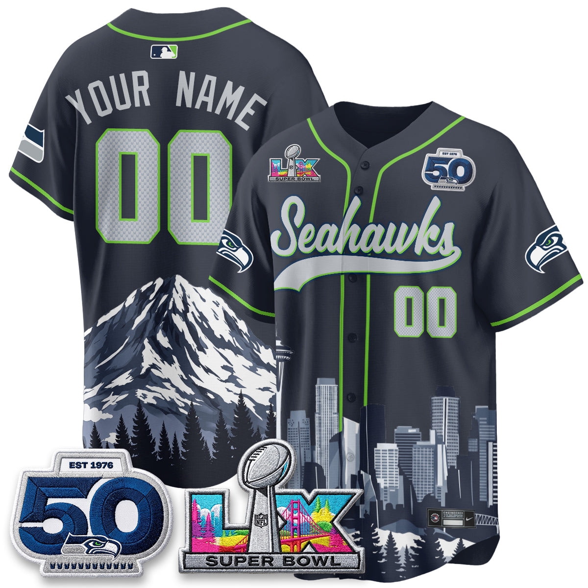 Seattle Seahawks City Edition Vapor Baseball Custom Jersey - Stitch
