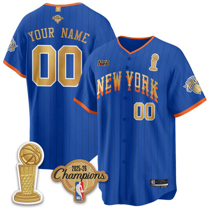 New York Knicks Champions Night Baseball Custom Vapor Jersey - Stitched
