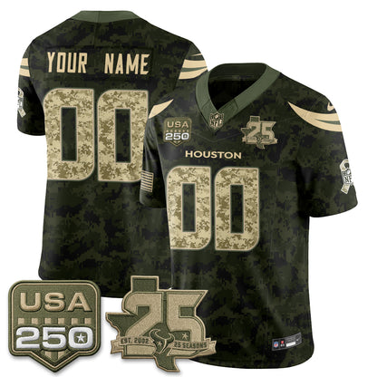 Houston Texans 2026 Salute to Service Edition Vapor Custom Jersey - Stitched