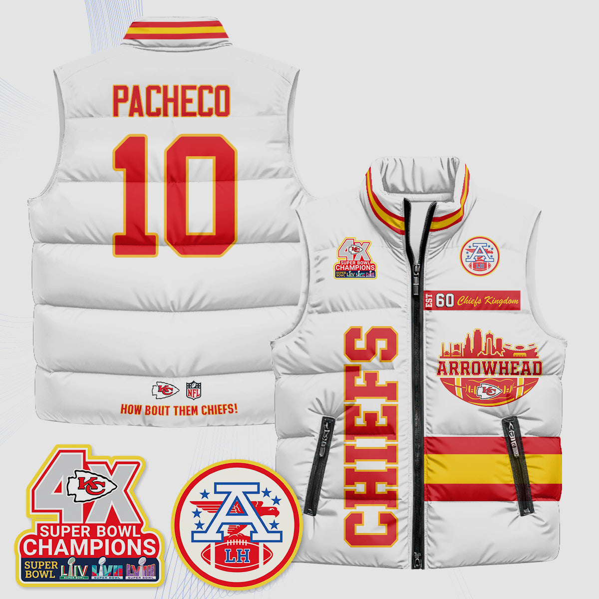KC Arrowhead Puffer Vest - Printed