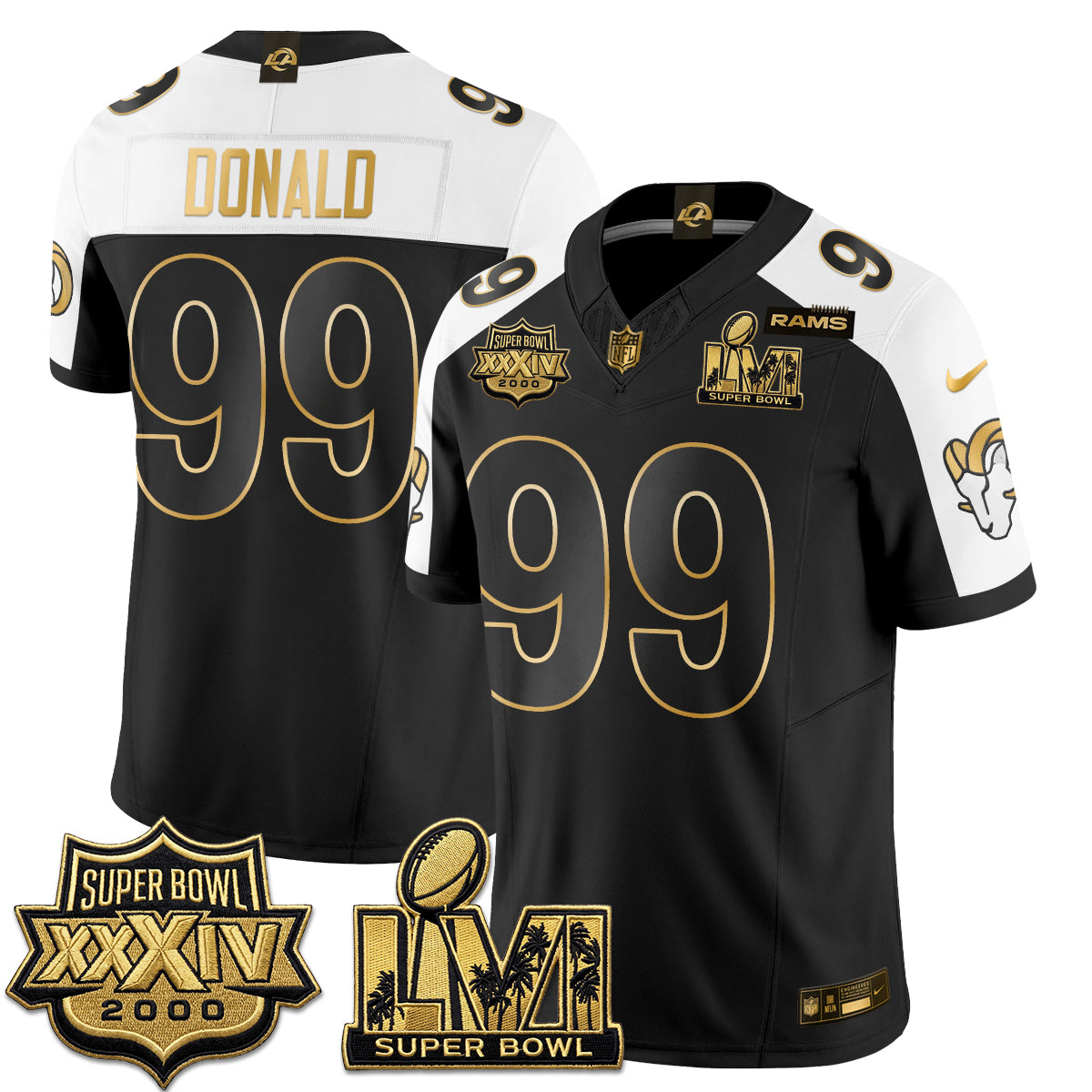 LAR SBowl Champs Gold Vapor Jersey - Stitched