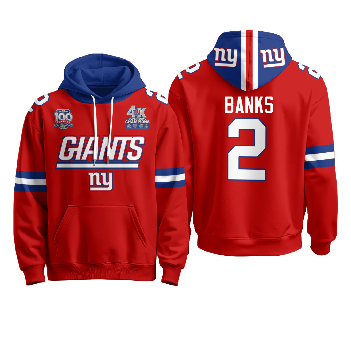 NYG 4X Champs S.Bowl Fleece Hoodie - Printed
