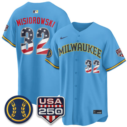 Milwaukee Brewers Fourth of July Vapor Limited Jersey - Stitched