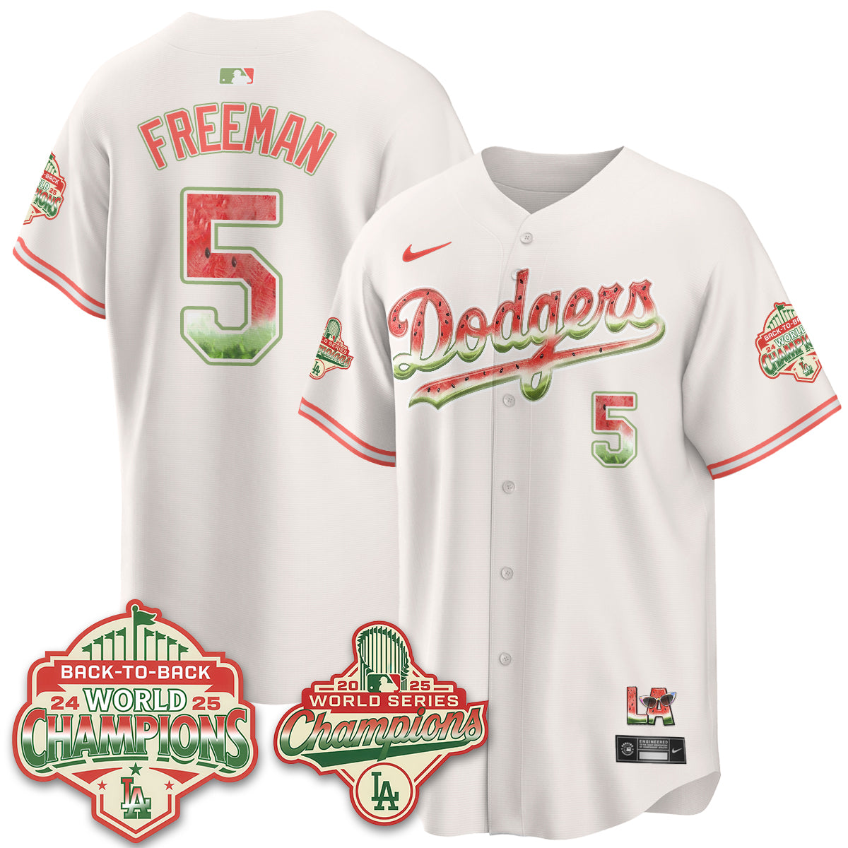 Los Angeles Dodgers National Watermelon Day Vapor Jersey - Stitched